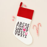 Calcetín Navideño TE AMO - Cute alfabeto romántico<br><div class="desc">NewParkLane - Ornamento romántico,  con el alfabeto en la tipografía negra moderna y las letras de "I Love You" resaltadas en rosa caliente con un gran corazón. ¡Un diseño divertido y bonito para los Navidades! Mira esta colección para ver los elementos coincidentes.</div>