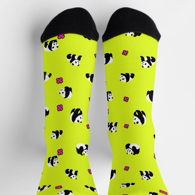 CALCETINES ネオンイエローのかわいいパンダ♡ (Arriba)