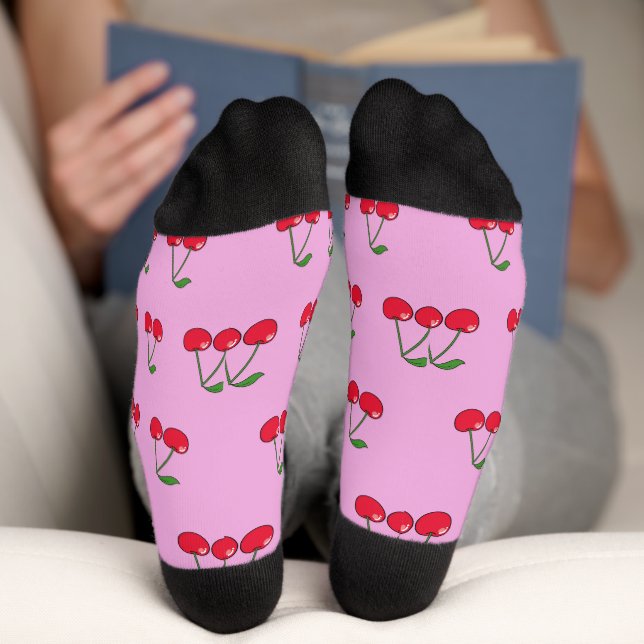 Calcetines 2 Cherries pattern pink (Abajo)