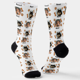 Calcetines 2 fotografías de perros 2 nombres + huellas de hue