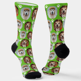 Calcetines 2 Mascotas 2 impresiones de pintura verde esporádi