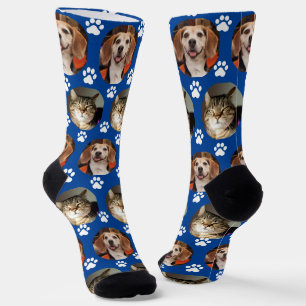 Calcetines 2 Mascotas de fotos de pinturas de pintura azul