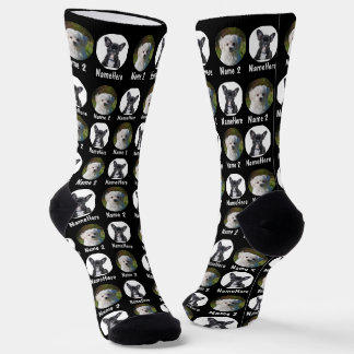 Calcetines 2 Perros 2 Nombres Personalizados Foto Perro Negro