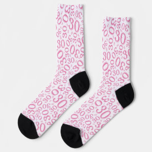 Calcetines 30.º patrón de número al azar rosado de cumpleaños