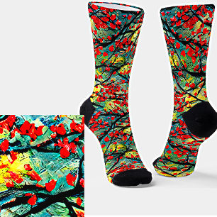 Calcetines 3.ª Pintura Floral De Pintura Con Textura Acrílica