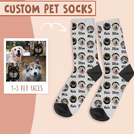 Calcetines 3 perros 3 nombres de perros personalizados en gri