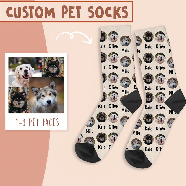 Calcetines 3 perros 3 nombres de perros personalizados en mar (Subido por el creador)