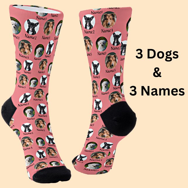 Calcetines 3 perros y nombres Mascotas personalizados fotos e (Subido por el creador)