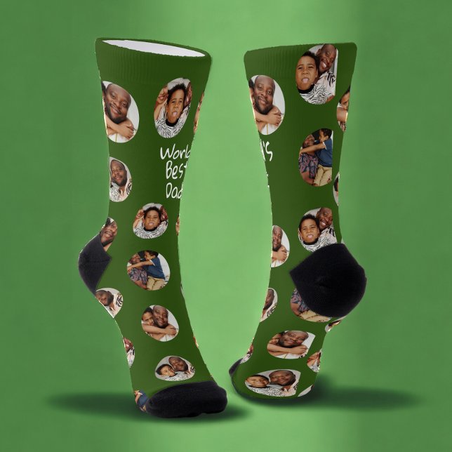 Calcetines 4 Mejor Papá De Los Mundos De Collage de fotos (4 Photo Collage World's Best Daddy Socks from Ricaso. Add your own photographs, custom made. )