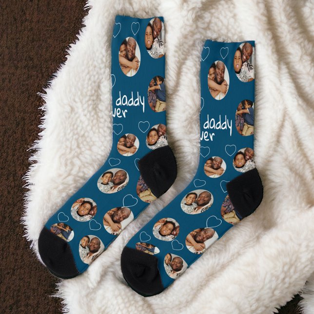 Calcetines 4 Mejor Papi de Collage de fotos (4 Photo Collage Best Daddy Ever Socks from Ricaso. Add your own photographs, custom made. )