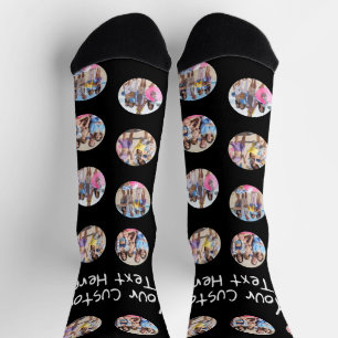 Calcetines 4 Personalizado de Collage de fotos y texto Person