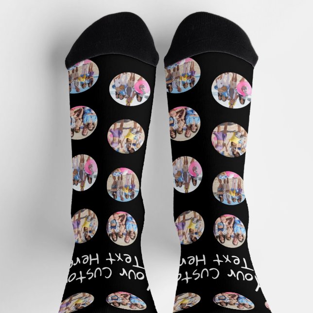 Calcetines 4 Personalizado de Collage de fotos y texto Person (Arriba)