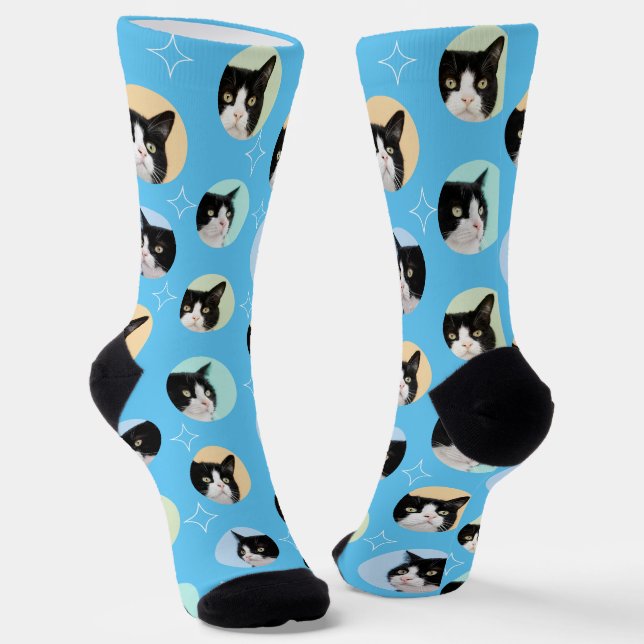 Calcetines 4 Photo Collage Template Make Your Own Light Blue (Angular)