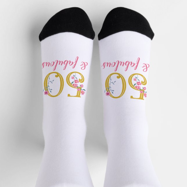Calcetines 50 y fabuloso oro y floral rosa (Arriba)