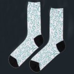Calcetines 50th Birthday Teal Random Number Pattern<br><div class="desc">Milestone number 50: This random number pattern is a fun gift idea for your 50th birthday. The unique design is a teal milestone number 50 that is repeated and scattered over a white background. You don’t have to be 50 years old to wear these; they are suitable for anyone that...</div>