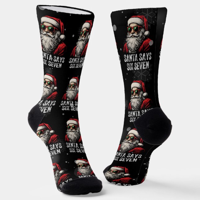 Calcetines 67 Meme Funny Santa Says Six Seven Christmas (Angular)