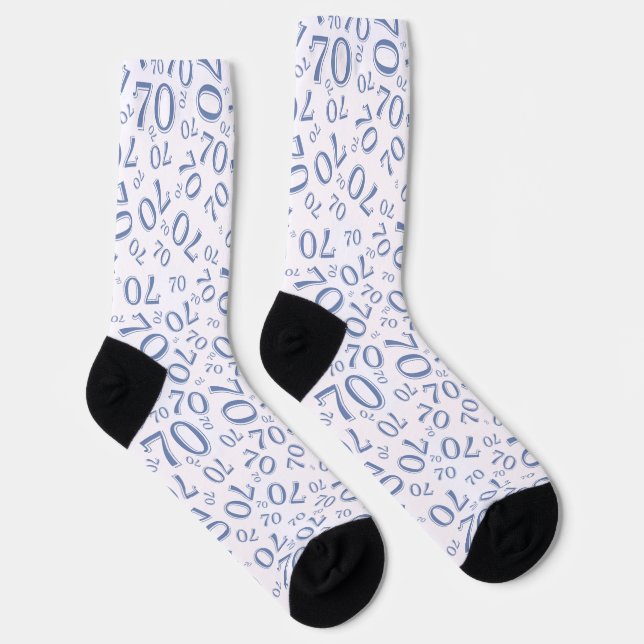 Calcetines 70.º patrón de número aleatorio azul de cumpleaños (Derecha)