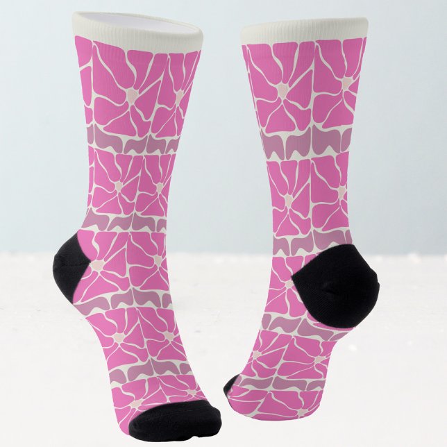 Calcetines 70s Retro Vintage Pink Flower  (Subido por el creador)