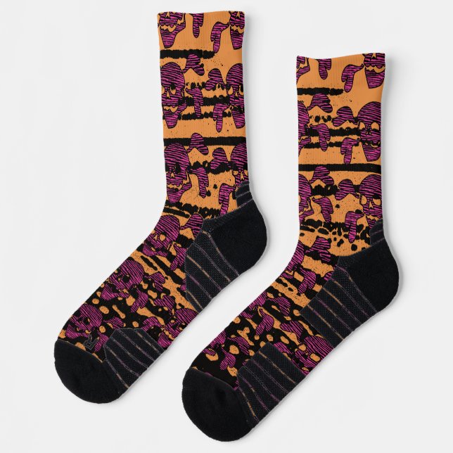 Calcetines 90s Goth Rockabilly Skull and Crossbones Punk Joll (Izquierda)