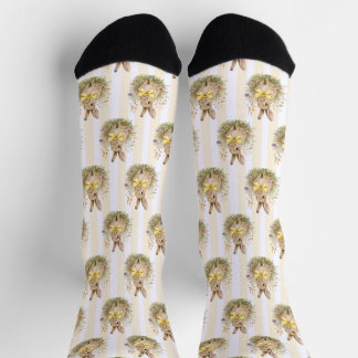 Calcetines A cute little Floral Bunny Yellow Bow Baby Shower