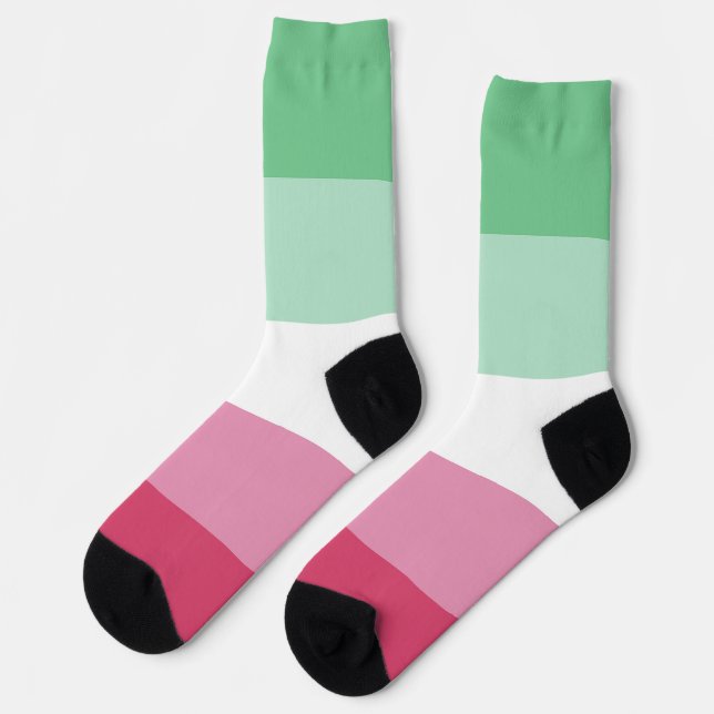 Calcetines Abrosexual sandía verde raya rosada LGBT (Izquierda)