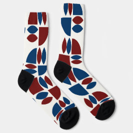 Calcetines Abstract Bauhaus shapes in dark red and blue