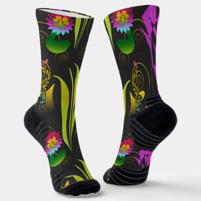 Calcetines Abstract Floral with Spirals 1 (Angular)