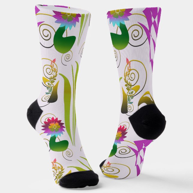 Calcetines Abstract Floral with Spirals 6 (Angular)