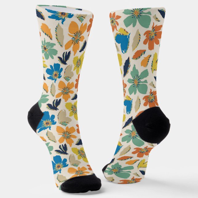 Calcetines Abstract Hand-Drawn Boho Floral Pattern (Angular)
