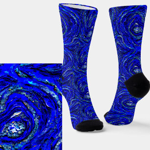 Calcetines Abstract Light & Dark Blue Swirls
