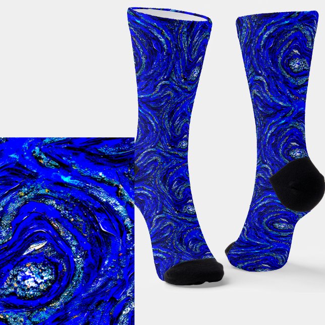 Calcetines Abstract Light & Dark Blue Swirls (Subido por el creador)