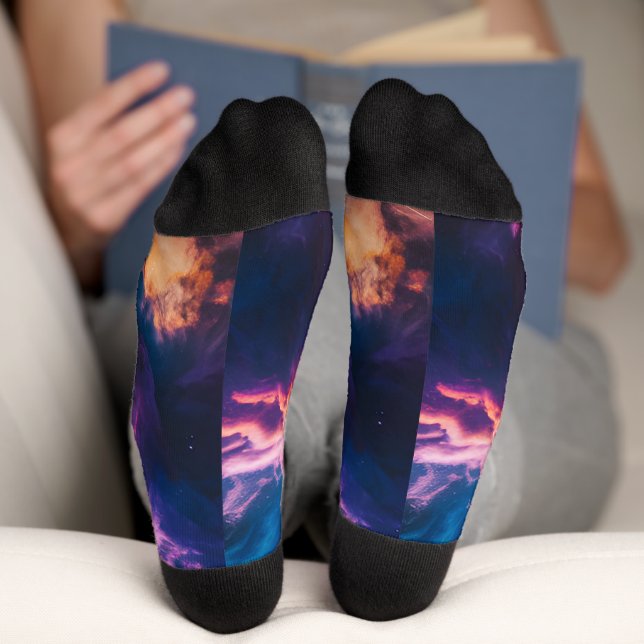 Calcetines Abstract Space Nebula Art - Colorful Cosmic (Abajo)