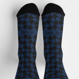 Calcetines Abstract Waves Blue and Black with Text