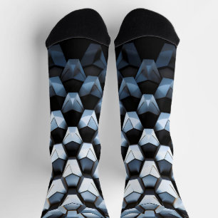 Calcetines Abstracto Futurista Azul Geométrico Metálico