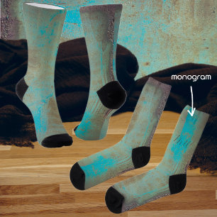 Calcetines abstracto turquesa y marrón