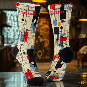 Calcetines abstractos contemporáneos con geometría