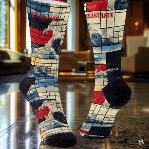 Calcetines abstractos dinámicos con océano y geome