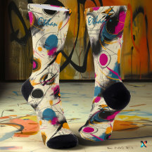 Calcetines abstractos dinámicos en magenta, Verde 