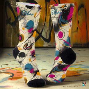 Calcetines abstractos dinámicos en magenta, Verde 