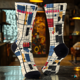 Calcetines abstractos geométricos con diseño de re