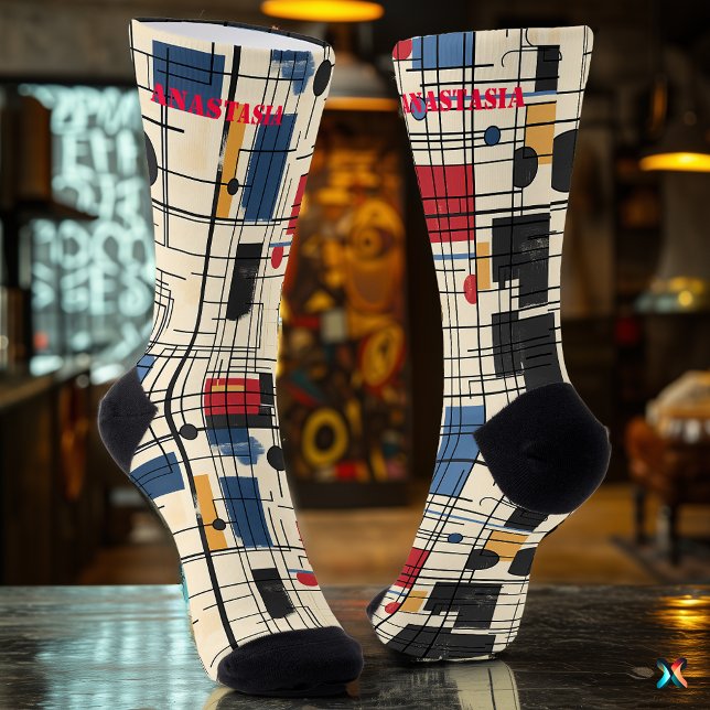 Calcetines abstractos geométricos con diseño de re (Subido por el creador)