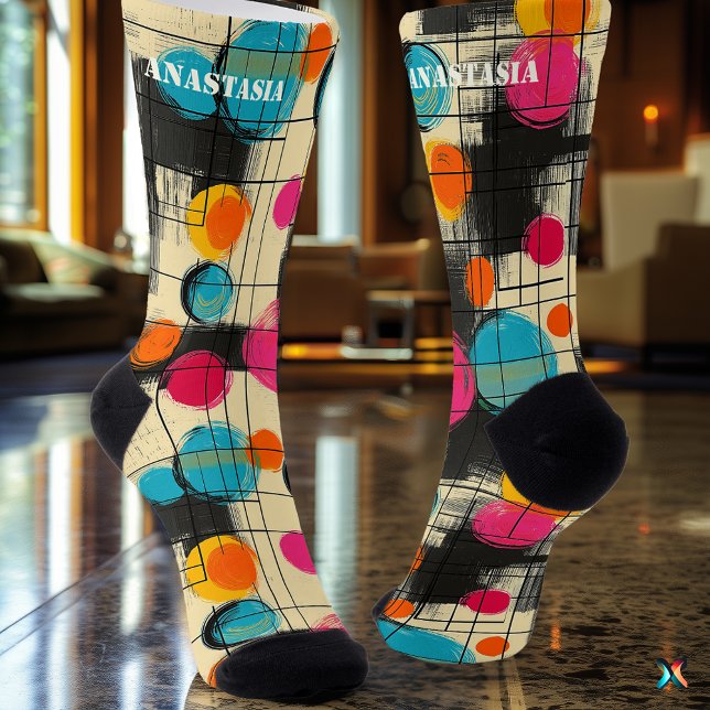 Calcetines abstractos juguetones con patrón circul (Subido por el creador)