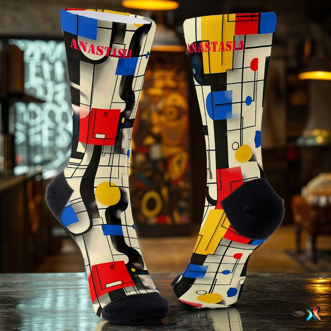 Calcetines abstractos modernos con patrones geomét (Subido por el creador)