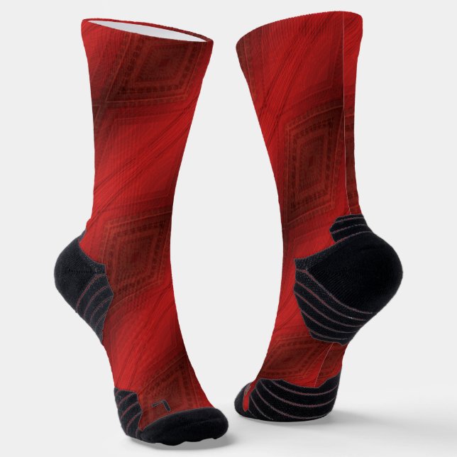 Calcetines Aceptación | Patrón de Boho Ecléctico Rojo (Angular)