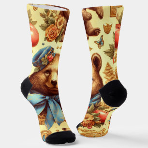 Calcetines Acuarela De Oso De Vintage Cutáneo