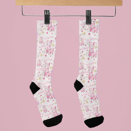 Calcetines Acuarela Llama Rosa XOXO