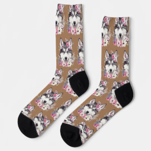 Calcetines Acuarela personalizado Cute Foto De Perro Floral L