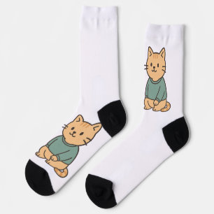 Calcetines Adorable pareja de gatos Personalizado con ropa có