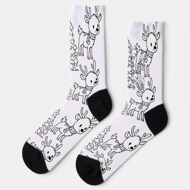Calcetines Adorable Reno de Navidad (Izquierda)