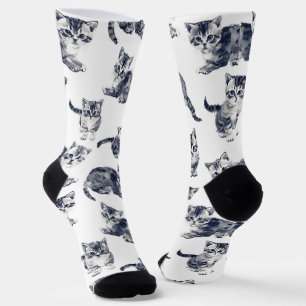 Calcetines Adorables zócalos de patrón de gatito - Regalo par